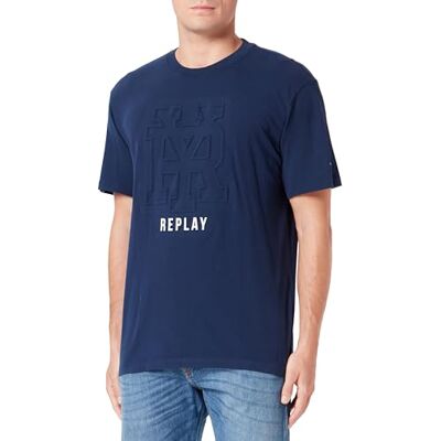 Replay T-shirt för män med normal passform, 715 Djupmarinblå, S Replay T-shirt för män med normal passform, 715 Djupmarinblå, S