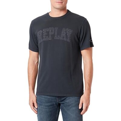 Replay T-shirt för män med normal passform, 099 Blackboard, M Replay T-shirt för män med normal passform, 099 Blackboard, M