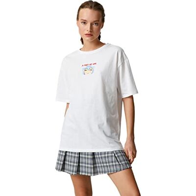 Koton kortärmad slogan anime tryckt crew neck T-shirt, Off White (001), M Koton kortärmad slogan anime tryckt crew neck T-shirt, Off White (001), M