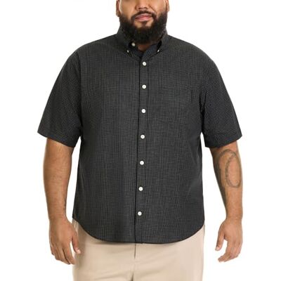 Van Heusen Big and Tall Herrskjorta, skrynkelfri, kortärmad rutig skjorta med knappar, Svart, XL tall Van Heusen Big and Tall Herrskjorta, skrynkelfri, kortärmad rutig skjorta med knappar, Svart, XL tall