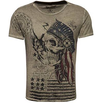 KEY LARGO Herr Mt Indian Skull T-shirt, Militärgrön, M KEY LARGO Herr Mt Indian Skull T-shirt, Militärgrön, M