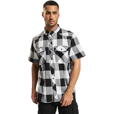 Brandit Check Shirt herrar kortärmad, Vit svart, M Brandit Check Shirt herrar kortärmad, Vit svart, M