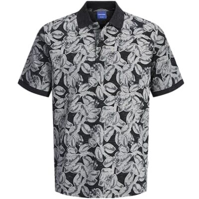 JACK & JONES Jorsplit Aop Polo Ss, svart, M JACK & JONES Jorsplit Aop Polo Ss, svart, M