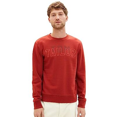 TOM TAILOR Basic crew neck sweatshirt med logotyptryck, 14302-sammet röd, XL TOM TAILOR Basic crew neck sweatshirt med logotyptryck, 14302-sammet röd, XL