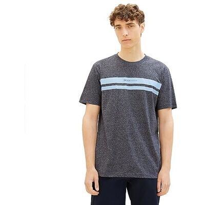TOM TAILOR Denim herr t-shirt med randigt tryck & logo, 13684-sky Captain Blue Non-solid, M TOM TAILOR Denim herr t-shirt med randigt tryck & logo, 13684-sky Captain Blue Non-solid, M