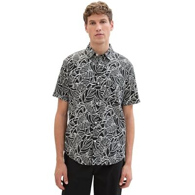 TOM TAILOR Denim herrskjorta, 34948 – Svarta vita utomhusblad, M TOM TAILOR Denim herrskjorta, 34948 – Svarta vita utomhusblad, M