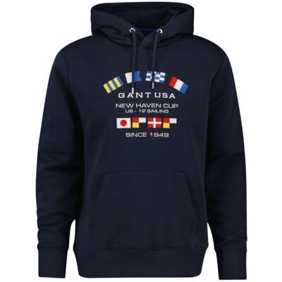 GANT Graphic Sweat huvtröja för män, Kvällsblå, S GANT Graphic Sweat huvtröja för män, Kvällsblå, S