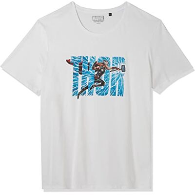 Marvel METLATMTS005 T-shirt, vit, M herr, Vitt och blått, M Marvel METLATMTS005 T-shirt, vit, M herr, Vitt och blått, M