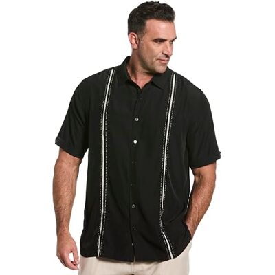 Cubavera Kortärmad insats för män med stickstygn skjorta, Svart (Jet svart), 4XL plus size Cubavera Kortärmad insats för män med stickstygn skjorta, Svart (Jet svart), 4XL plus size