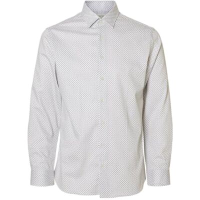 SELECTED MEN Slhslim-Performance Shirt Ls AOP Noos, Ljus vit, S SELECTED MEN Slhslim-Performance Shirt Ls AOP Noos, Ljus vit, S