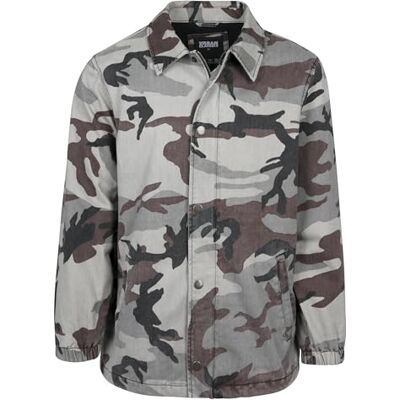 Urban Classics Camo Cotton Coach jacka för män, Flerfärgad (Grey Camo 00866), L Urban Classics Camo Cotton Coach jacka för män, Flerfärgad (Grey Camo 00866), L