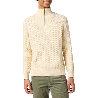 Wrangler Half Zip stickad tröja för män, ecru, L Wrangler Half Zip stickad tröja för män, ecru, L