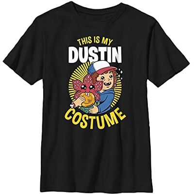Stranger Things Dustin kostym kortärmad T-shirt för pojkar, svart, L Stranger Things Dustin kostym kortärmad T-shirt för pojkar, svart, L