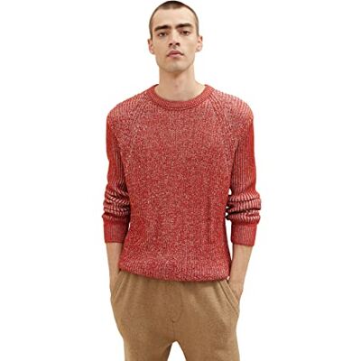 TOM TAILOR herr Basic stickad tröja 1034349, 26006 Chili Oil Red, L TOM TAILOR herr Basic stickad tröja 1034349, 26006 Chili Oil Red, L