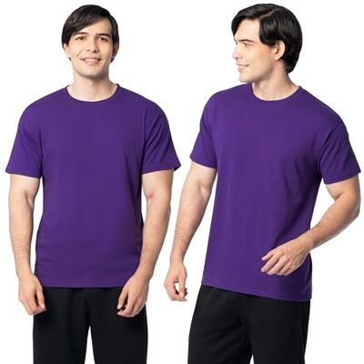 Fruit of the Loom Eversoft bomull för män, kortärmad, vanlig och stor t-shirt, Crew 2-pack lila, 3XL Fruit of the Loom Eversoft bomull för män, kortärmad, vanlig och stor t-shirt, Crew 2-pack lila, 3XL