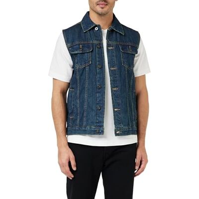 Urban Classics herr denim vest, herr jeansväst, finns i många olika färger, storlekar S till 5XL, Denimblå, S Urban Classics herr denim vest, herr jeansväst, finns i många olika färger, storlekar S till 5XL, Denimblå, S