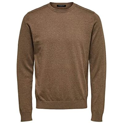 SELECTED HOMME Herr Slhberg Crew Neck B Noos sweatshirt, Teak/detalj:melerad, XL SELECTED HOMME Herr Slhberg Crew Neck B Noos sweatshirt, Teak/detalj:melerad, XL