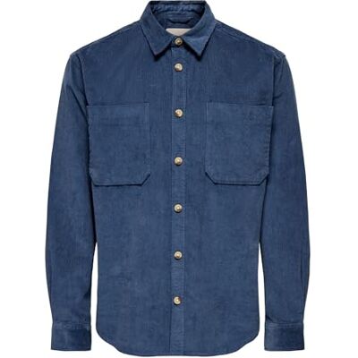 Only & Sons fritidsskjorta för män, Vintage Indigo, L Only & Sons fritidsskjorta för män, Vintage Indigo, L