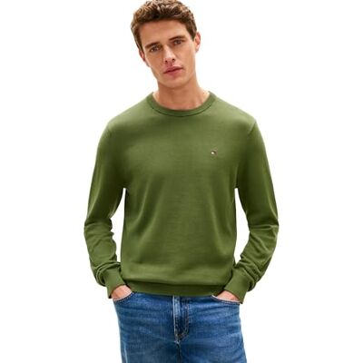 Tommy Hilfiger herr Essential SSNL bomull rund hals MW0MW3999 pullover tröja, grön, XXL, Grön (bergsfuru), XXL Tommy Hilfiger herr Essential SSNL bomull rund hals MW0MW3999 pullover tröja, grön, XXL, Grön (bergsfuru), XXL