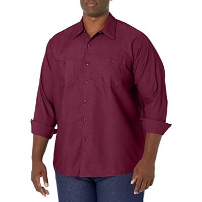 Red Kap industriell långärmad arbetsskjorta för män, Vinröd, XL tall Red Kap industriell långärmad arbetsskjorta för män, Vinröd, XL tall