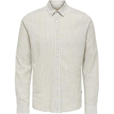 Only & Sons ONSCAIDEN LS randig linne skjorta 660 NOOS, Chinchilla, XS Only & Sons ONSCAIDEN LS randig linne skjorta 660 NOOS, Chinchilla, XS