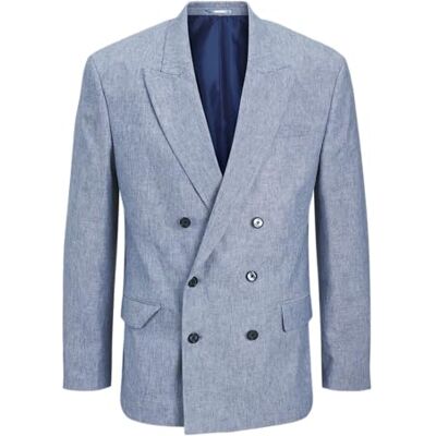 JACK & JONES Jprriviera Linen Db Relaxed Fit Blazer, Nautisk blå, 46 JACK & JONES Jprriviera Linen Db Relaxed Fit Blazer, Nautisk blå, 46
