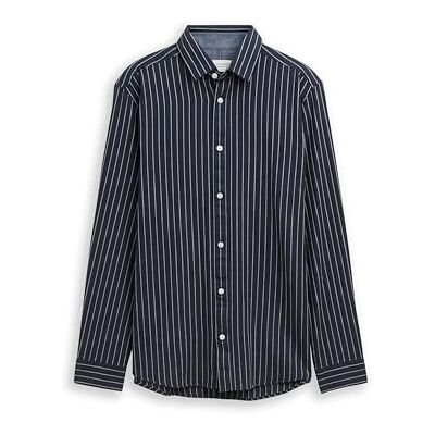 TOM TAILOR herrskjorta, 39358 – marinblå vit finrandig, 3XL TOM TAILOR herrskjorta, 39358 – marinblå vit finrandig, 3XL