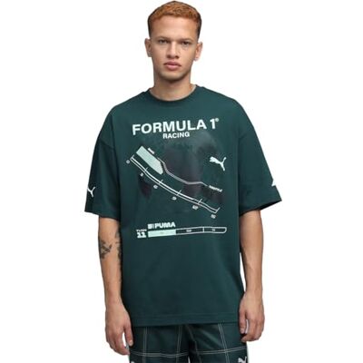 PUMA F1 grafisk t-shirt för män – avslappnad, grön terräng, L, Grön terräng, L PUMA F1 grafisk t-shirt för män – avslappnad, grön terräng, L, Grön terräng, L
