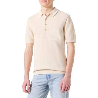 Replay Herr regular fit kortärmad bomullströja med krage, 865 elfenben, L Replay Herr regular fit kortärmad bomullströja med krage, 865 elfenben, L