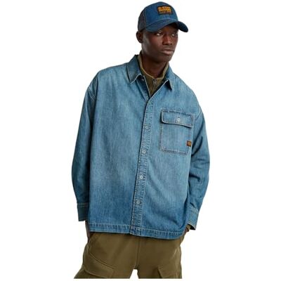G-STAR RAW Boxy fit ficka skjorta, Blå, L G-STAR RAW Boxy fit ficka skjorta, Blå, L