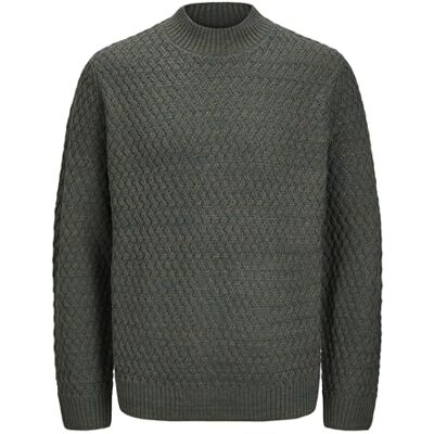 JACK & JONES stickad tröja för män, enfärgad stickad tröja, OLIVNATT, S JACK & JONES stickad tröja för män, enfärgad stickad tröja, OLIVNATT, S