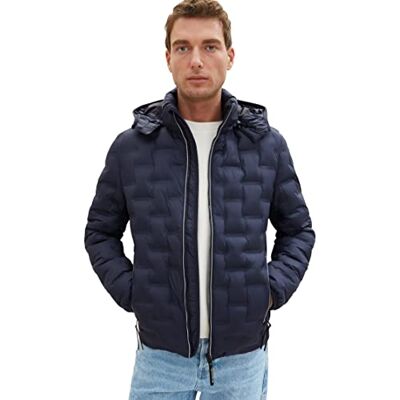 TOM TAILOR Hybrid quiltad jacka med huva för män, 10668-sky Captain Blue, M TOM TAILOR Hybrid quiltad jacka med huva för män, 10668-sky Captain Blue, M
