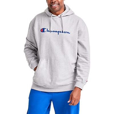 Champion huvtröja för män, Powerblend, herrhoodie i fleece, bekväm herrtröja, bokstavslogga (normal eller stor och lång), S Champion huvtröja för män, Powerblend, herrhoodie i fleece, bekväm herrtröja, bokstavslogga (normal eller stor och lång), S