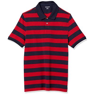 Amazon Essentials Men's Pikétröja i smal passform i bomull, Marinblå Röd Rugbyrand, XXL Amazon Essentials Men's Pikétröja i smal passform i bomull, Marinblå Röd Rugbyrand, XXL