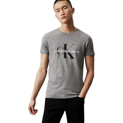 Calvin Klein mäns S/S T-shirts, Grå (mittgrå ljung), XXL Calvin Klein mäns S/S T-shirts, Grå (mittgrå ljung), XXL