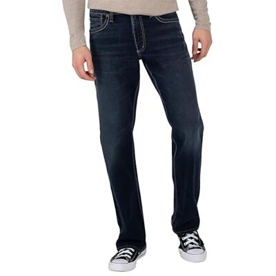 Silver Jeans Co. Men's Zac Relaxed Fit Straight Leg Jeans, Dark Rinse Indigo, 36W x 34L Silver Jeans Co. Men's Zac Relaxed Fit Straight Leg Jeans, Dark Rinse Indigo, 36W x 34L