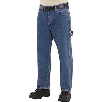 Bulwark FR mens Flame Resistant 14.75 Ounce Pre-washed Denim Dungaree Work Utility Pants, Stonewash, 48W x 32L US Bulwark FR mens Flame Resistant 14.75 Ounce Pre-washed Denim Dungaree Work Utility Pants, Stonewash, 48W x 32L US