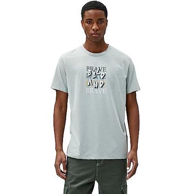 Koton Herr slogan tryckt crew neck kortärmad t-shirt, Grå (031), S Koton Herr slogan tryckt crew neck kortärmad t-shirt, Grå (031), S
