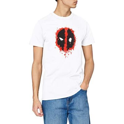 Marvel mäns Deadpool Paint Logo T-Shirt, Vitt, M Marvel mäns Deadpool Paint Logo T-Shirt, Vitt, M