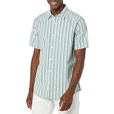 Amazon Essentials kortärmad stretch-poplin-skjorta för män (finns i stora och långa), ljusblå rand, XX-Large Amazon Essentials kortärmad stretch-poplin-skjorta för män (finns i stora och långa), ljusblå rand, XX-Large