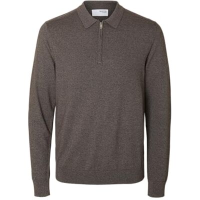 SELECTED FEMME Herr Slhberg Ls halv zip polo Noos, Morel, M SELECTED FEMME Herr Slhberg Ls halv zip polo Noos, Morel, M