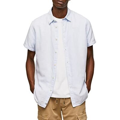 Pepe Jeans Parker kortärmad herrskjorta, blekblå, S, Bleach blå, S Pepe Jeans Parker kortärmad herrskjorta, blekblå, S, Bleach blå, S