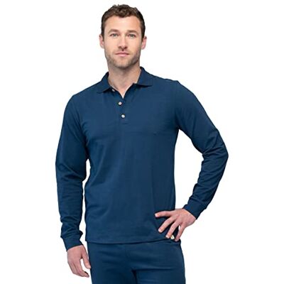 greenjama Långärmad herrskjorta med polokrage pyjamastopp, Ultraamarin, XL greenjama Långärmad herrskjorta med polokrage pyjamastopp, Ultraamarin, XL