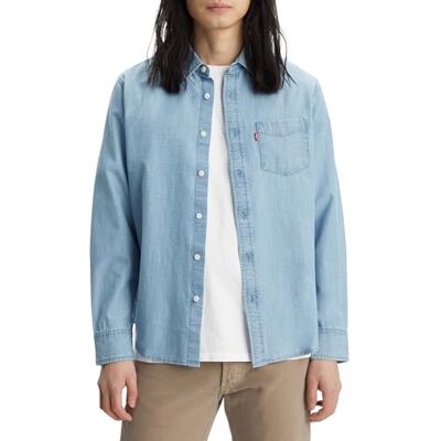Levi's Kortärmad klassisk ficka T-shirt för män, lewis chambray, XS Levi's Kortärmad klassisk ficka T-shirt för män, lewis chambray, XS