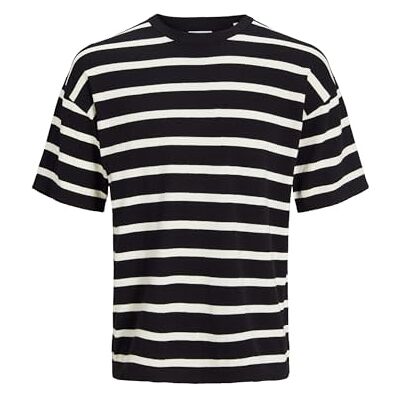 JACK & JONES JACK&JONES JJEEMIL Knit Tee SS SN, Svart/ränder: w. Cloud Dancer, XL JACK & JONES JACK&JONES JJEEMIL Knit Tee SS SN, Svart/ränder: w. Cloud Dancer, XL