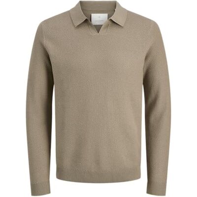 JACK & JONES Jprcceaston stickad delad hals Sn, Brindle, XS JACK & JONES Jprcceaston stickad delad hals Sn, Brindle, XS