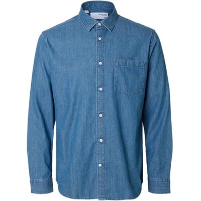 SELECTED FEMME Slhregcarlo Denim Ls Shirt Noos, Mellanblå denim, L SELECTED FEMME Slhregcarlo Denim Ls Shirt Noos, Mellanblå denim, L