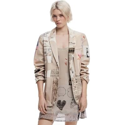 Desigual AME_NEWSPAPER COLLAGE_LAC, 6008 Beige, L, Brunt, L Desigual AME_NEWSPAPER COLLAGE_LAC, 6008 Beige, L, Brunt, L