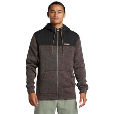 Quiksilver Keller Block dragkedja fleece för män brun XS Quiksilver Keller Block dragkedja fleece för män brun XS