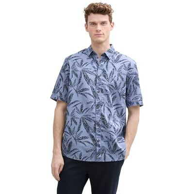 TOM TAILOR herrskjorta, 37611 – Dove Blue Tonal Leaf Design, XL TOM TAILOR herrskjorta, 37611 – Dove Blue Tonal Leaf Design, XL